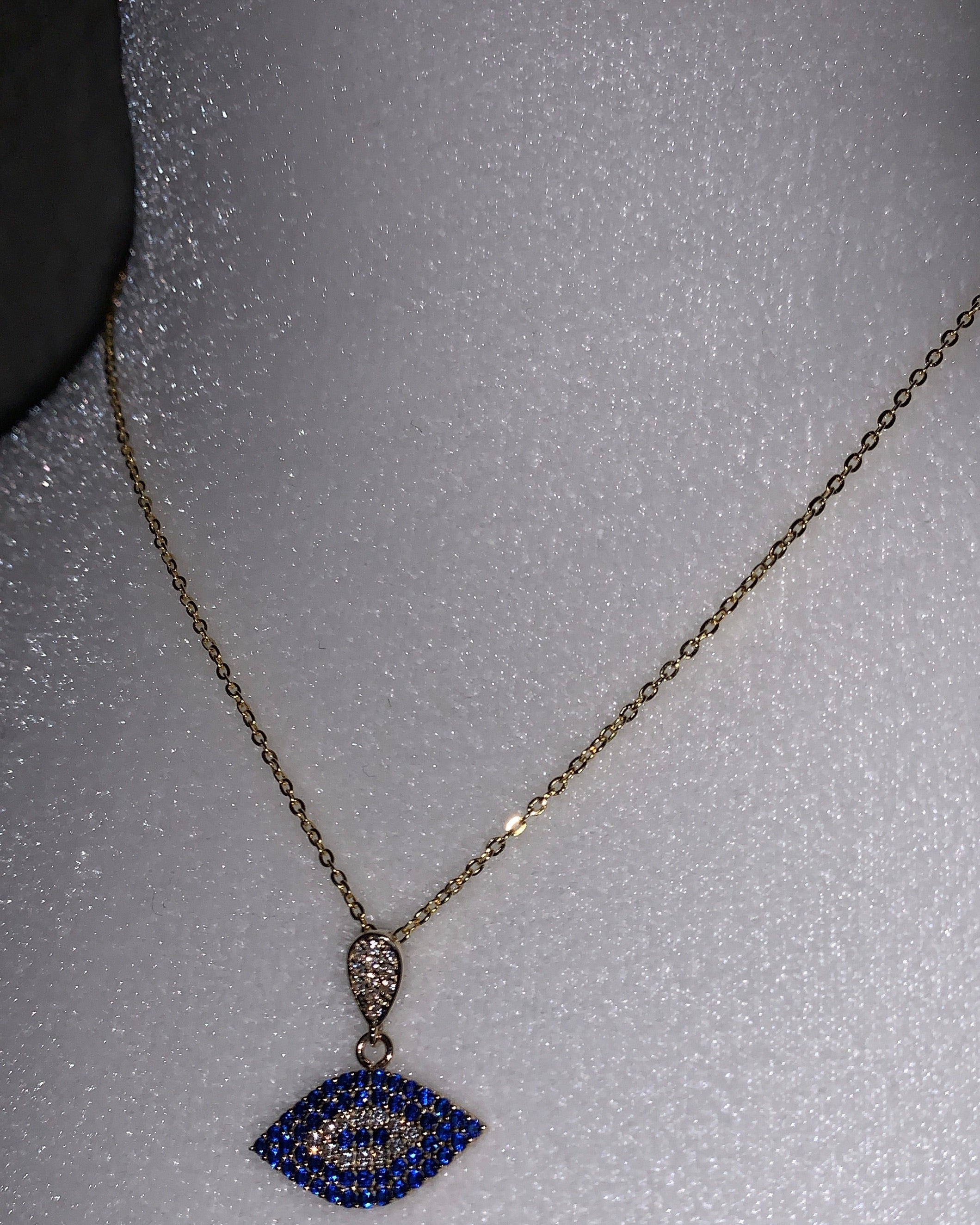 Sapphire 14K Evil Eye Necklace