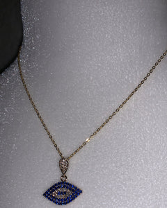 Sapphire 14K Evil Eye Necklace
